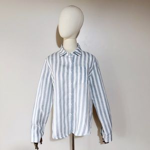 Reformation “Will” oversized shirt in linen wide stripe